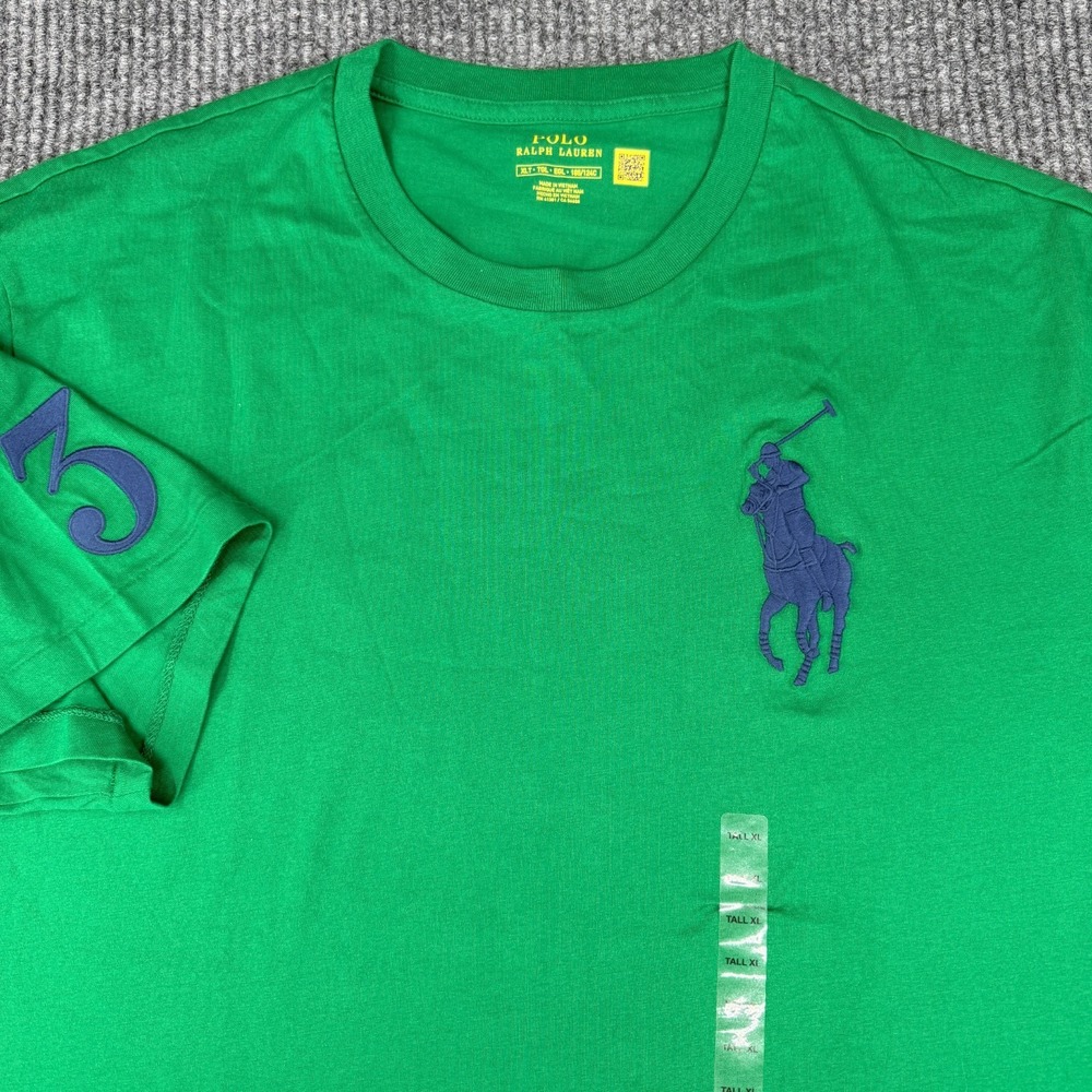 Polo Ralph Lauren Big Pony Crew Neck T-Shirt Men's XL Tall Green #3 Stretch